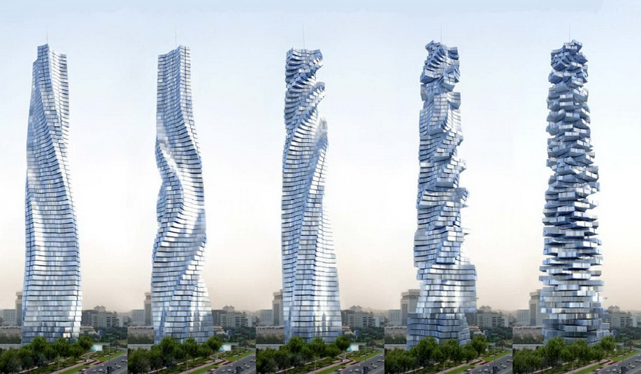 Dynamic Tower в Дубае. Небоскреб, у которого каждый этаж движется по своей оси, независимо от других. Первое здание, способное изменять свою форму. Еще строитс.jpg